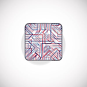 Vector technology cpu design with microprocessor scheme. Computer circuit board, digital element