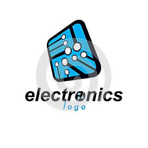 Vector technology cpu design with square microprocessor scheme. Computer circuit board, digital element.