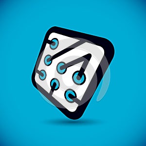 Vector technology cpu design with square microprocessor scheme. Computer circuit board, digital element.