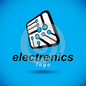 Vector technology cpu design with square microprocessor scheme. Computer circuit board, digital element.