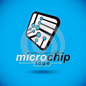 Vector technology cpu design with square microprocessor scheme. Computer circuit board, digital element.