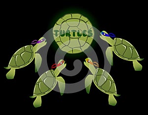 Vector Teenage Mutant Ninja Turtles characters in cartoon style