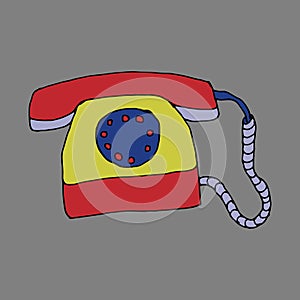 Vector telephone. Evolution of the phone. Isolated.