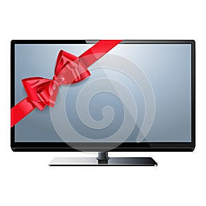 Vector Television with Red Bow