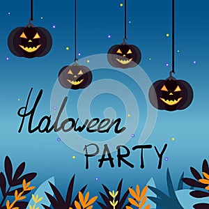 Vector template, background, banner, backdrop with Haloween pumpkin