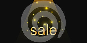 Vector template black Friday. On a black background there is a golden inscription Sale. Vector