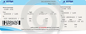 Vector template of boarding pass tickets