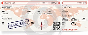 Vector template of boarding pass tickets