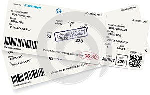 Vector template of boarding pass tickets
