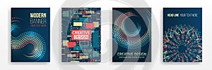 Vector template for brochure or cover. Filtering machine algorithms. Sorting data, array. Business layout, futuristic brochures,