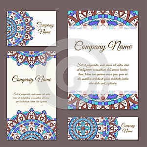 Vector template business card. Geometric background. Card or invitation collection. Islam, Arabic, Indian, ottoman motifs.