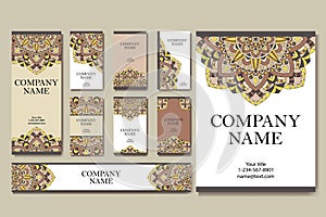 Vector template business card. Geometric background. Card or invitation collection. Islam, Arabic, Indian, ottoman motifs.