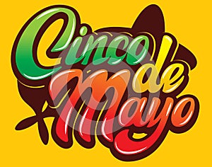 Vector template with calligraphic lettering for celebration Cinco de Mayo photo