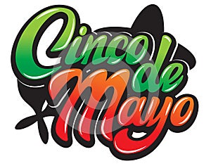 Vector template with calligraphic lettering for celebration Cinco de Mayo photo