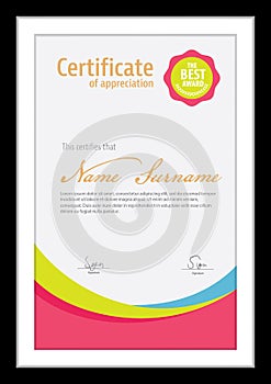 Vector template for certificate,colorful diploma
