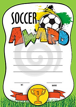 Vector template certificate soccer championship. child diploma to be awarded to the winners, players, the best