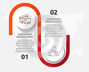 Vector template circle infographics. Business concept with 2 options and parts. Two steps for diagrams, flowchart