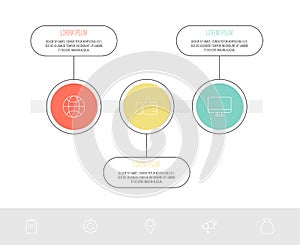 Vector template circle infographics. Business concept with 3 options and labels