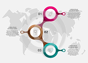 Vector template circle infographics. Business concept with 3 options and parts. Three steps for content