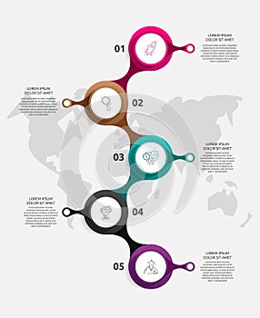 Vector template circle infographics. Business concept with 5 options and parts