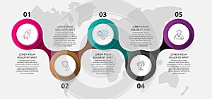 Vector template circle infographics. Business concept with 5 options and parts. Five steps for graph, diagrams