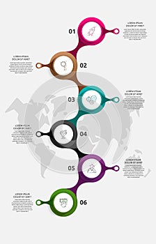 Vector template circle infographics. Business concept with 6 options and parts