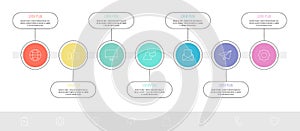 Vector template circle infographics. Business concept with 7 options and labels. Seven steps for content