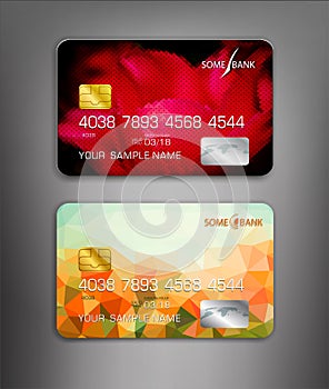 Vector template credit cards with flower themes