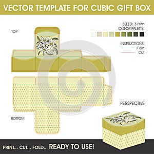 Vector template for cubic gift box photo