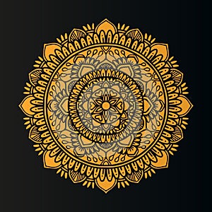 Vector template design of mandala illustration with yellow color eps file