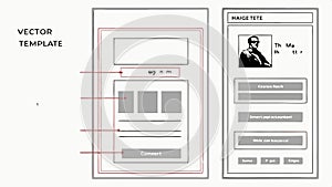 Vector template designs, UI and website layout, wireframe example vector design Generative AI