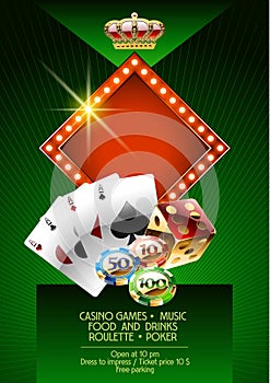 Vector template of flyer for event in casino photo