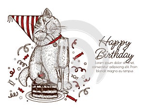 Vector template for happy birthday card