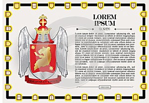 Vector template of heraldic charter with helmet