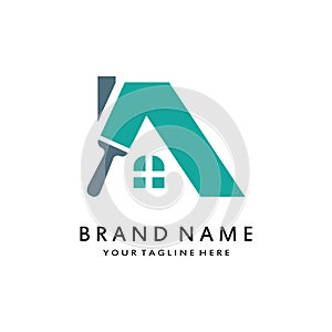 vector template house painting logo design. multi color home painting, decoration and repair services