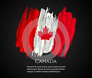 vector template Illustration Canada flag north America country red white brush paint
