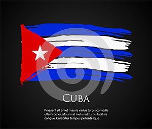 vector template Illustration Cuba flag country red white blue brush paint