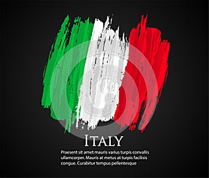 vector template Illustration Italy flag Europe country red white green brush paint