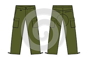Illustration of men`s cargo pants / kahki photo