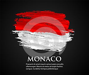 vector template Illustration Monaco flag Europe country black red white brush paint