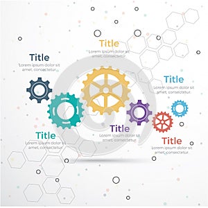 Vector template Infographic with gear chain. Gears vector design, Gear Infography