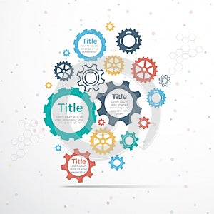 Vector template Infographic with gear chain. Gears vector design, Gear Infography