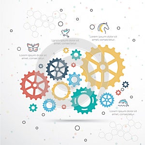 Vector template Infographic with gear chain. Gears vector design, Gear Infography photo