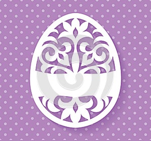 Vector Template for Laser cut Easter egg greeting card, tag, invitation or interior element with floral ornament.