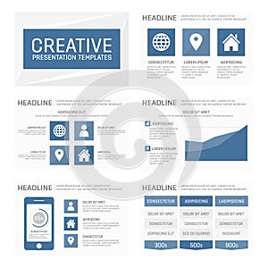 Vector template for multipurpose presentation slides with graphs and charts.