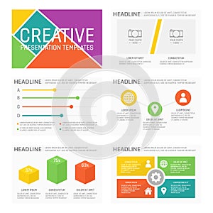 Vector template for multipurpose presentation slides with graphs and charts. Infographic elements, chart, graph