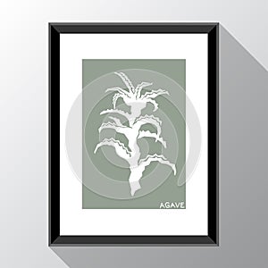 Vector template with photo frame and agave photo