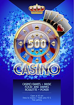 Vector template promo flyer for casino night party