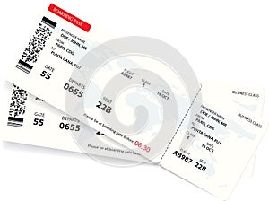 Vector template of red boarding pass tickets.