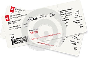 Vector template of red boarding pass tickets.